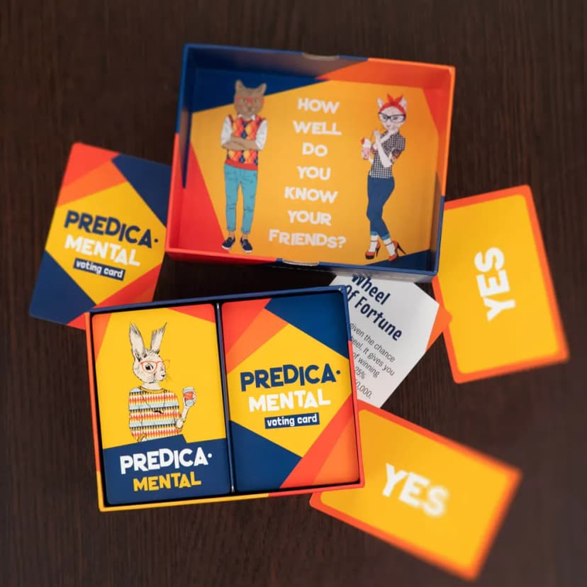 The open Predicamental box with both decks in the tray